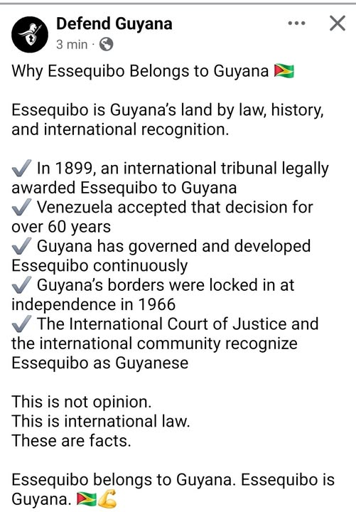 Vamos a respóndele a esta página creada por el Instituto de Defensa e Inteligencia de Guyana:

​1. El Laudo de 1899 no es "ley sagrada"

​El contraargumento: Venezuela sostiene que el Laudo de 1899 es "nulo e írrito" (inexistente legalmente). ¿Por qué?

Porque fue una decisión