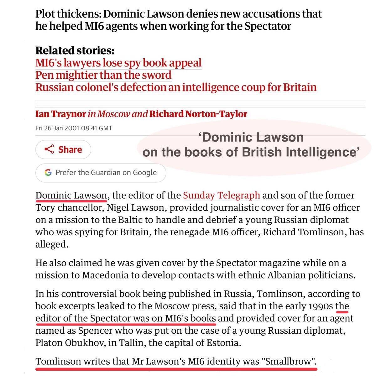 When Jeffrey Epstein lived in London he was close  friends with Dominic Lawson “of MI6 - codename Smallbrow”

Dominic Lawson can help police with their inquiries into Epstein’s sex trafficking operations through London Stansted Airport &amp; the royal palaces

x.com/ciabaudo/statu…