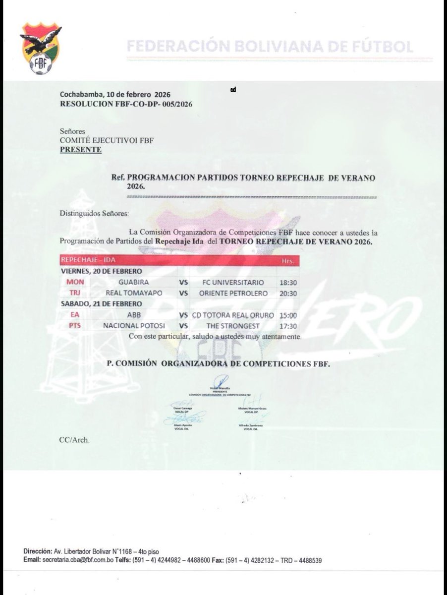 #𝐄𝐑𝐁𝐎𝐋𝐃𝐄𝐏𝐎𝐑𝐓𝐄𝐒 | Así se jugará el Torneo Repechaje .Seguinos en todas nuestras señales: #ERBOL 100.9 FM para #LaPaz y #ElAlto y emisoras en el interior. Además, dale click a nuestros enlaces:
elderribador.com/en-vivo/
elderribadorradio.disweb.top
#LaCascadaBolivia