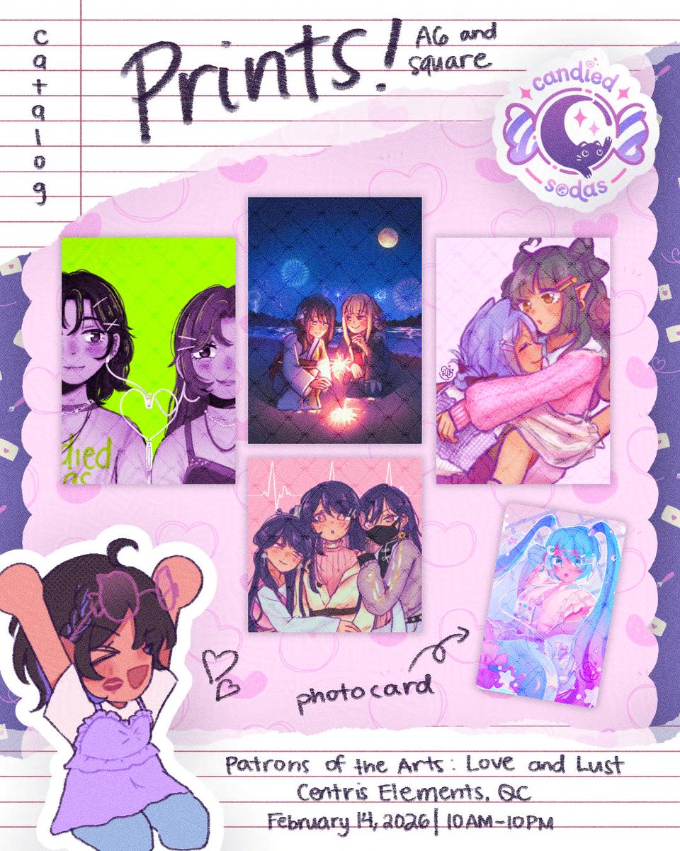 here's my catalog for #PoTALoveAndLust! going w/ heart a la mode <a href="/revueofhearts/">amias ♡ c5 pota love&lust feb14</a> <a href="/poialamode/">jun 🍉 H2 Sanctum Luna / C5 POTA L&L</a> @ table C5! 💘

🧡 feb 14 2026︙centris elements QC

💐 genshin, green yuri, love bullet, love curse, cosmic princess kaguya, miku, tshd, umamusume, OCs

see you there!!
#PatronsOfTheArts