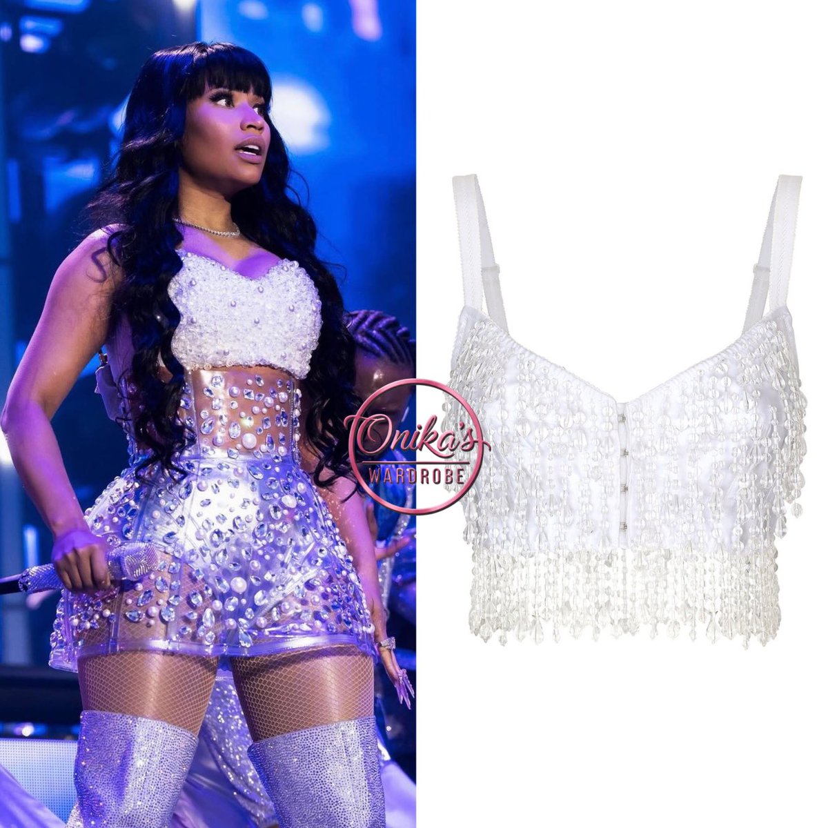 onikaswardrobe's tweet photo. Pink Friday 2 World Tour (2024)
#SoldOutMinaj wearing Custom @dolcegabbana Skirt + Kim Beaded Bralette ($4,645) with Paris Texas Holly Crystal-embellished Knee Boots In Silver
#gagcity #pf2wt #NickiMinaj #fashion #style #dolcegabbana #barbie https://t.co/5sylugCjHc