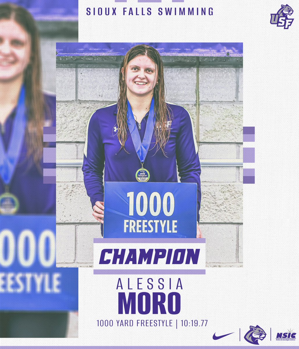 USFCougarsSWIM's tweet photo. After Day ☝️ your Cougars sit 4th in team standing while Alessia Moro tops the podium in the 1000 Free and Charlotte Gibbs with a runner-up performance in the 200 IM, both earning @NorthernSunConf  All-Conference Honors!

#CooFalls | #YALLACOO https://t.co/AGiZYRQ1fG