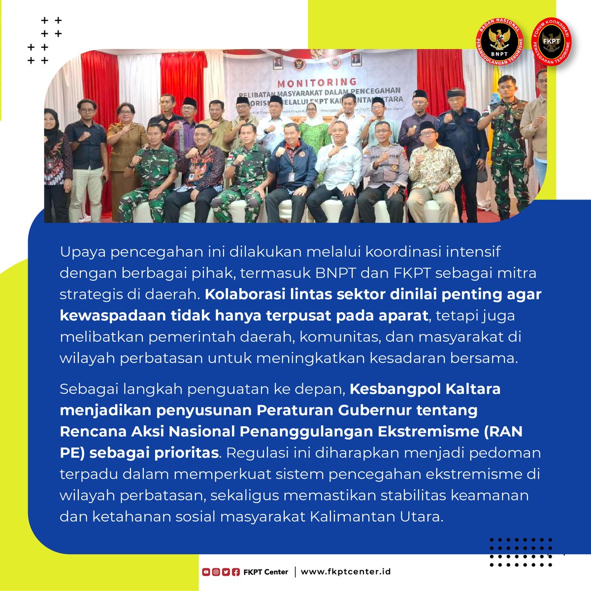 fkptcenter's tweet photo. Jangan lengah! perbatasan negara memiliki kerawanan terhadap masuknya paham radikal.
#BNPT
#FKPT
#FKPTKaltara
#SiapJagaIndonesia
#BersamaCegahTerorisme https://t.co/5NUZaucSlh