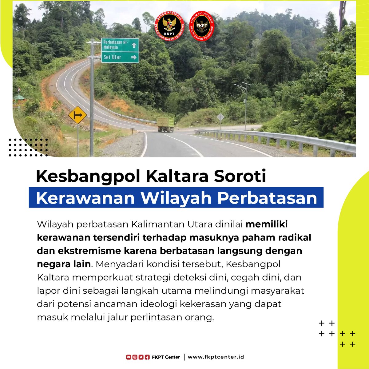 fkptcenter's tweet photo. Jangan lengah! perbatasan negara memiliki kerawanan terhadap masuknya paham radikal.
#BNPT
#FKPT
#FKPTKaltara
#SiapJagaIndonesia
#BersamaCegahTerorisme https://t.co/5NUZaucSlh