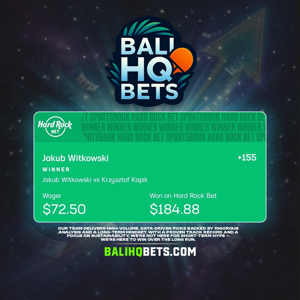 Table tennis keeps paying. 💰

📊 Numbers don’t lie
🧾 Receipts stay public
📅 Results tracked daily, weekly, monthly

#SportsbettingX #SportsBettingPicks #BettingX