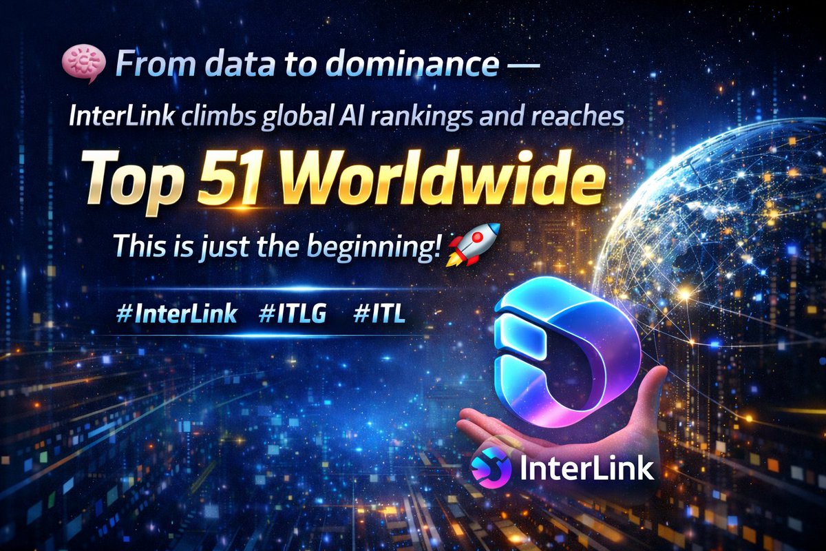 yadav141998's tweet photo. 🧠 From data to dominance — InterLink climbs global AI rankings and reaches Top 51 Worldwide. This is just the beginning! 🚀
#InterLink #ITLG #ITL 
@C_Interlinklabs @kv_interlink @reina_itl https://t.co/i4EpIB4s6Q