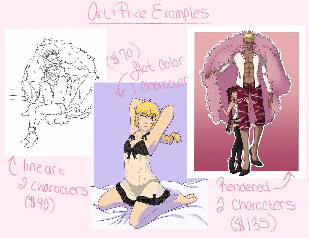 Currently have my commissions open if anyone is interested 💖

Full list of prices and other specs in the form below - feel free to dm or email me with any questions! 
forms.gle/nKYp3yWJ5hmg6P…

Currently offering lineart, flat color, or fully rendered for up to 3 characters. 😌💖
