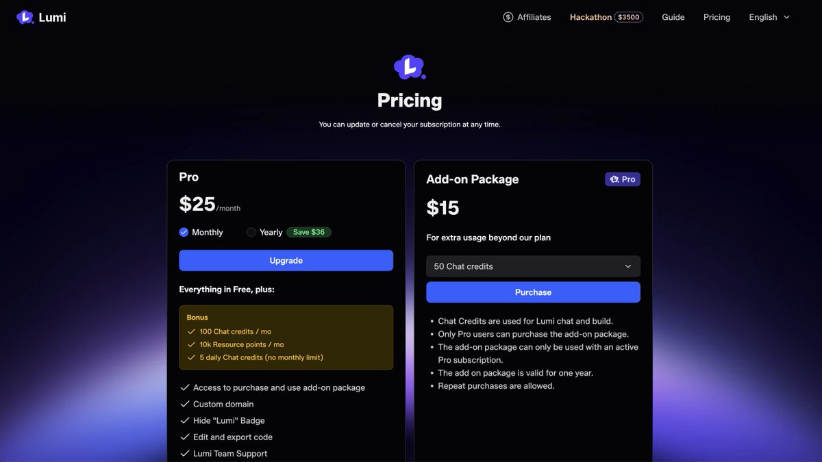 Lumi’s subscription just got simpler and easier to understand🥳

The structure is now unified across platforms, credit naming is clearer, and usage is easier to scale when you need more!

Full details are live on the pricing page.