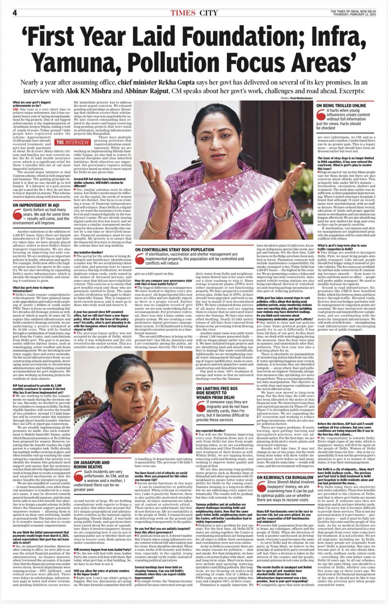 AlokKNMishra's tweet photo. TOI Interview: Delhi CM @gupta_rekha 

Nearly a year after assuming office, CM says her govt has delivered on several of its key promises. In an interview with Alok K N Mishra &amp; Abhinav Rajput, CM speaks about her govt’s work, challenges and road ahead.

https://t.co/CiuJdcAS2m https://t.co/H33g1ZQUD3