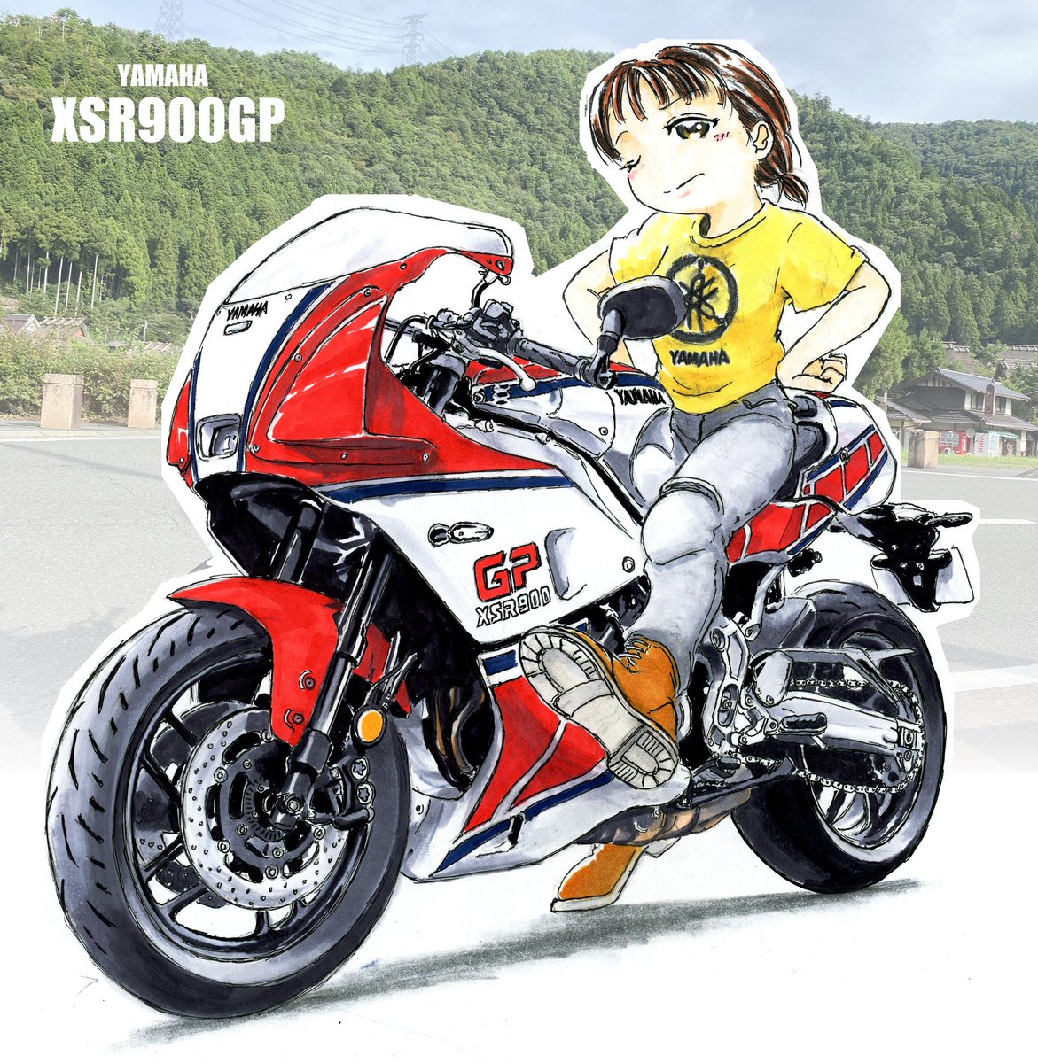「#みんなのYAMAHA見せて ヤァマハァ…といえばナックル別体のカウル およそ4」|西宮真琴のイラスト