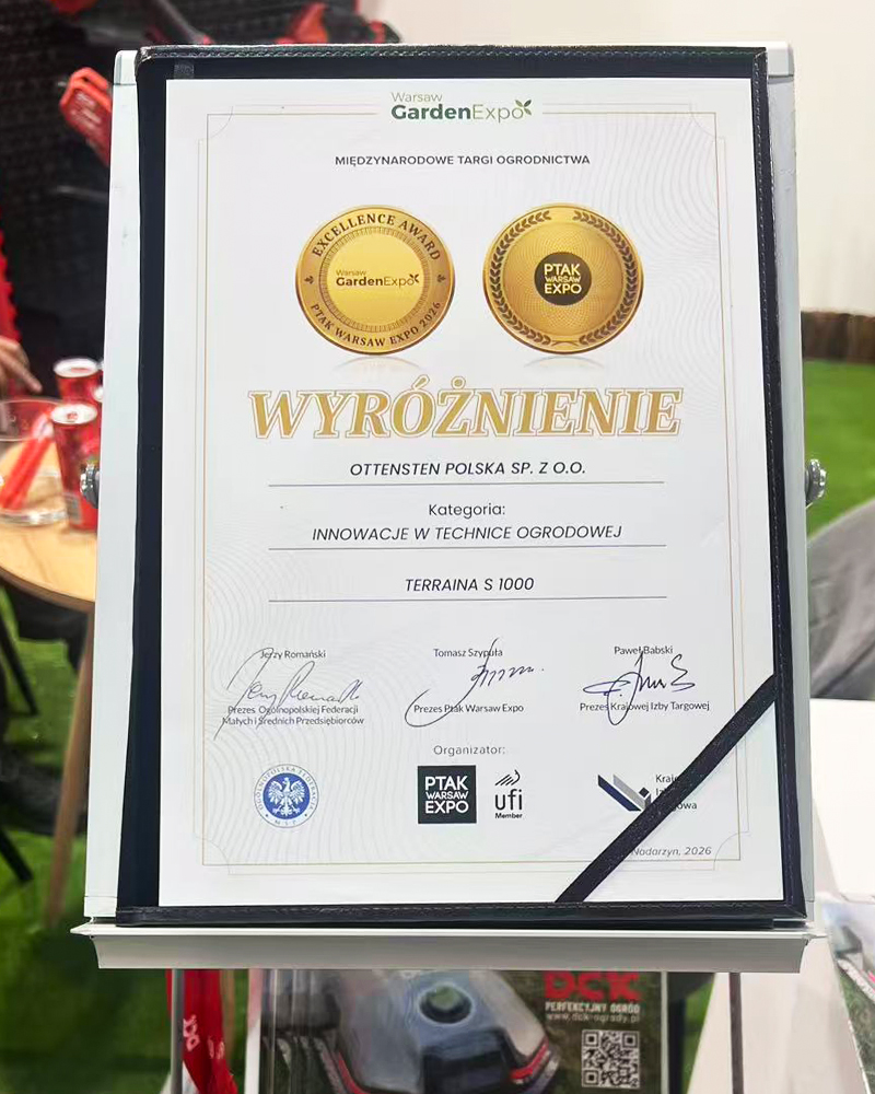 DCKTOOLS_EU's tweet photo. 🏆  We’re proud to announce that DCK’s robotic lawn mower TERRAINA S 1000 (KDRM210) has received a “Wyróżnienie” (Distinction Award) at Warsaw Garden Expo 2026 (PTAK Warsaw Expo), in the category “INNOWACJE W TECHNICE OGRODOWEJ” (Innovations in Garden Technology).
#DCKTOOLS https://t.co/6peLnVPRXo