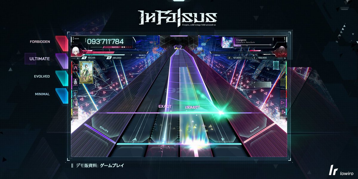 denfaminicogame's tweet photo. 『Arcaea』開発元が贈る新作リズムゲーム『In Falsus』の体験版が配信開始。3曲の書き下ろしを含む全5曲のプレイアブル楽曲が収録
https://t.co/Jbh5iSxLJz

5人の少女たちを中心としたビジュアルノベル×キーボードとマウスを組み合わせた独自操作のリズムゲーム。製品版では70曲以上が収録予定 https://t.co/6zJhI9nFod