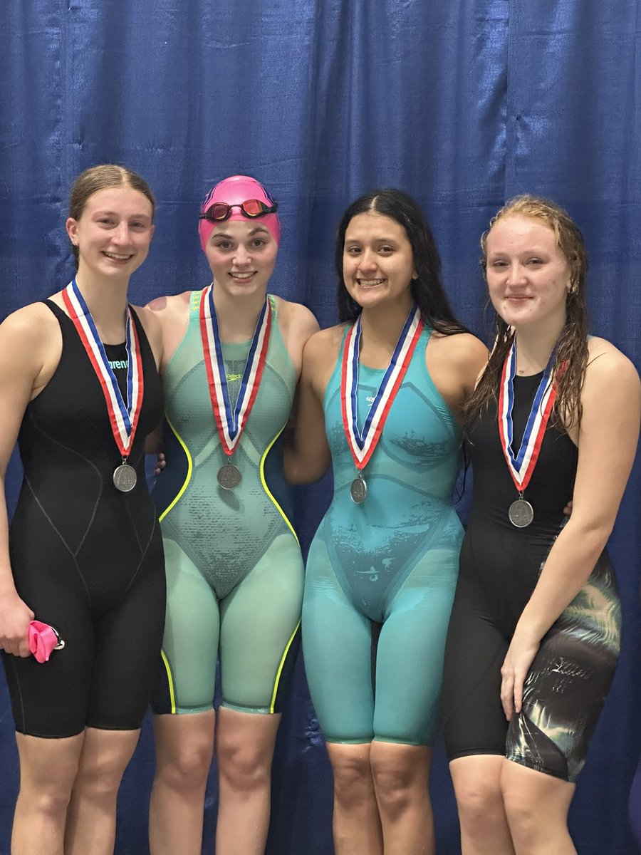 Big relay time drop and 2nd place in the 400 Free Relay! Natalie Kiehl, Emma Nicotra, Vanessa Castro and Maddie McCorkle