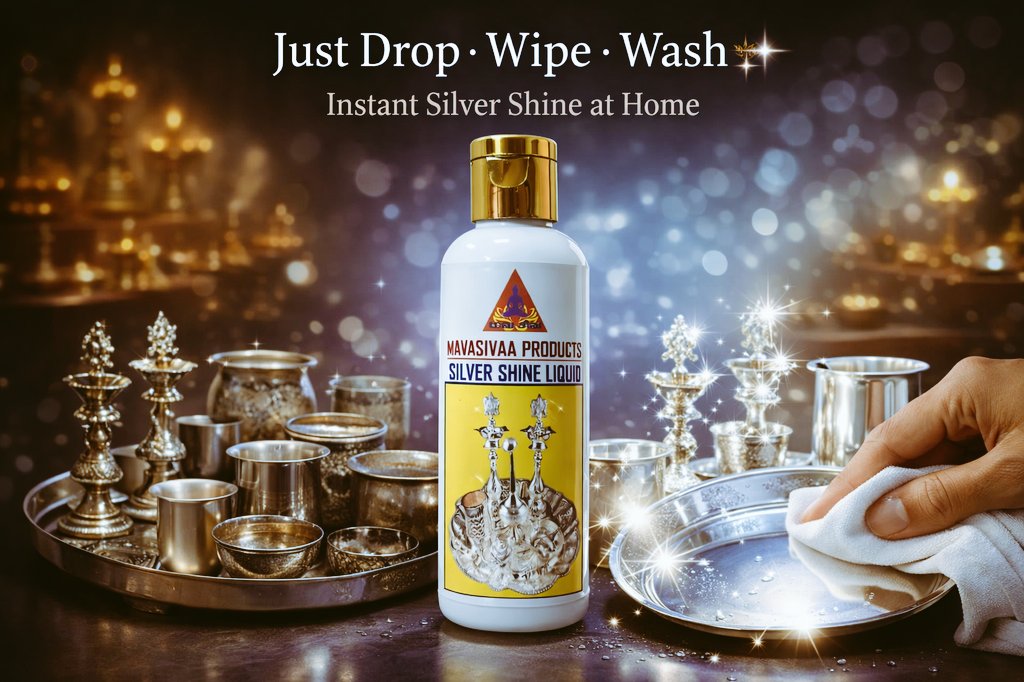 MAVASIVA's tweet photo. Turn Dull Silver into Mirror Shine in Minutes! ✨ with our Mavasiva Silver Shine Cleaning Liquid.
🌷🌷🌷🌷🌷
உங்கள் வெள்ளி பாத்திரம் புதியது போல ஜொலிக்க. மவசிவ சில்வர் ஷைனை பயன்படுத்தி பாருங்கள்.
https://t.co/2BoANgIiUC
For more details, Whatsapp : +91 9944439027. #silver https://t.co/575TDujwY1