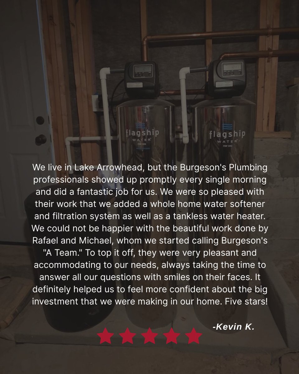 burgesons's tweet photo. Our whole-home water purification systems give Southern California homeowners the cleanest water possible, and our A-team makes sure you have the best experience, everytime. ⭐️

#waterfiltration #watersafety #burgesons #redlandsplumbing #FlagshipWater https://t.co/lRzvv5toQp