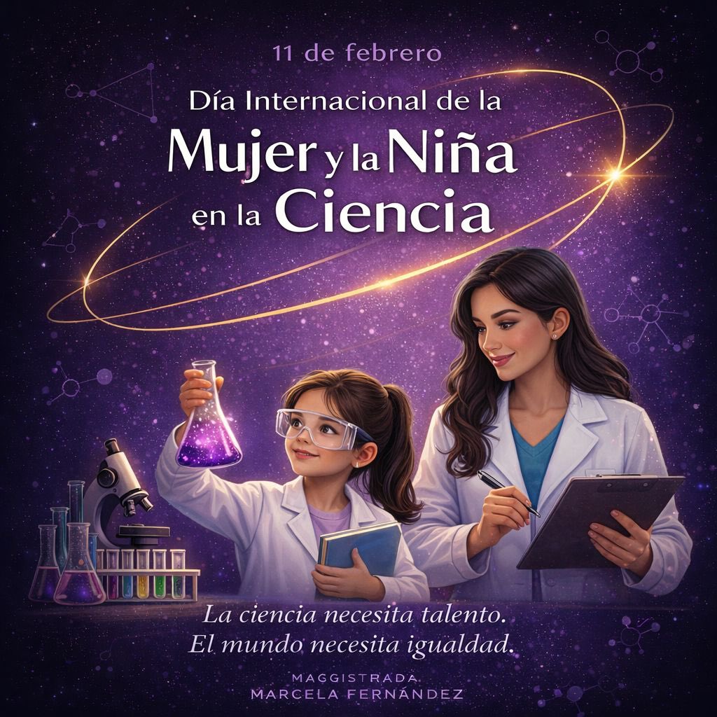 La ciencia también es cosa de niñas y mujeres. Rompamos los techos de cristal en los laboratorios, en las aulas y en la historia. Que ninguna vocación se pierda por falta de referentes o de oportunidades. #DíaDeLaMujerYLaNiñaEnLaCiencia 👩🏽‍🔬✨