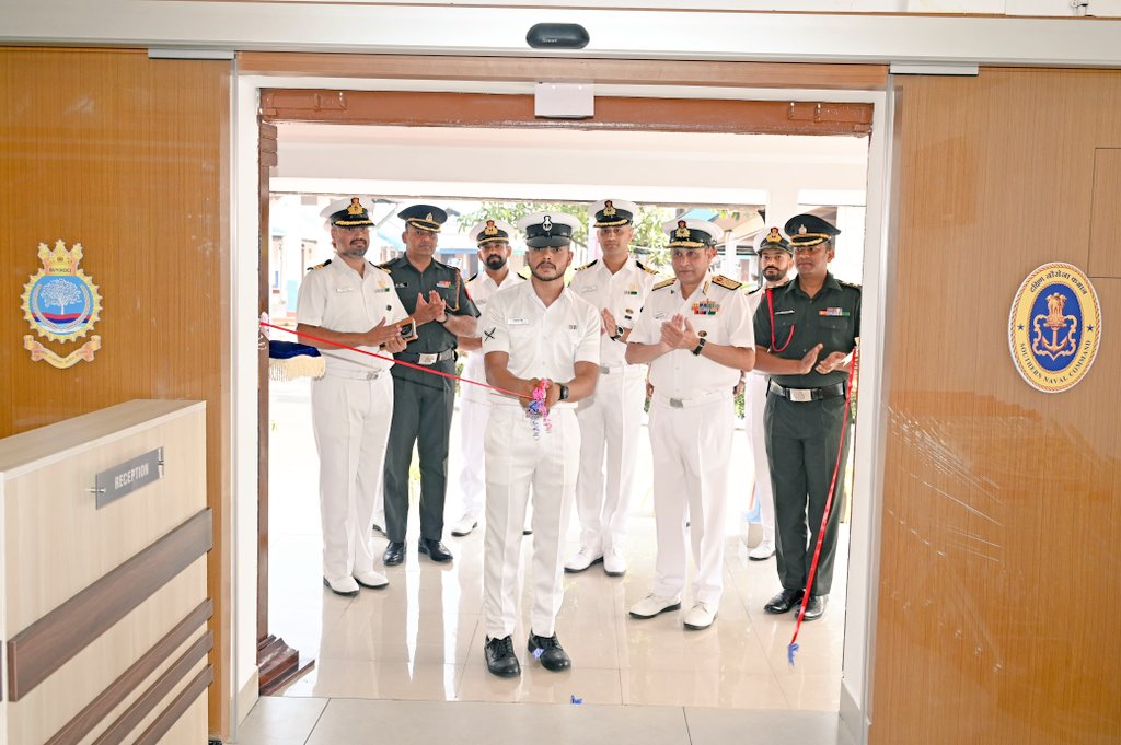 IN_HQSNC's tweet image. A New Ration distribution facility named ‘Sattva’ was inaugurated at Base Victualling Yard, #Kochi in the presence of VAdm Sameer Saxena #FOCINC #SNC.
This modern facility strengthens SNC’s logistics infrastructure and is set to provide a smooth, efficient and user-friendly