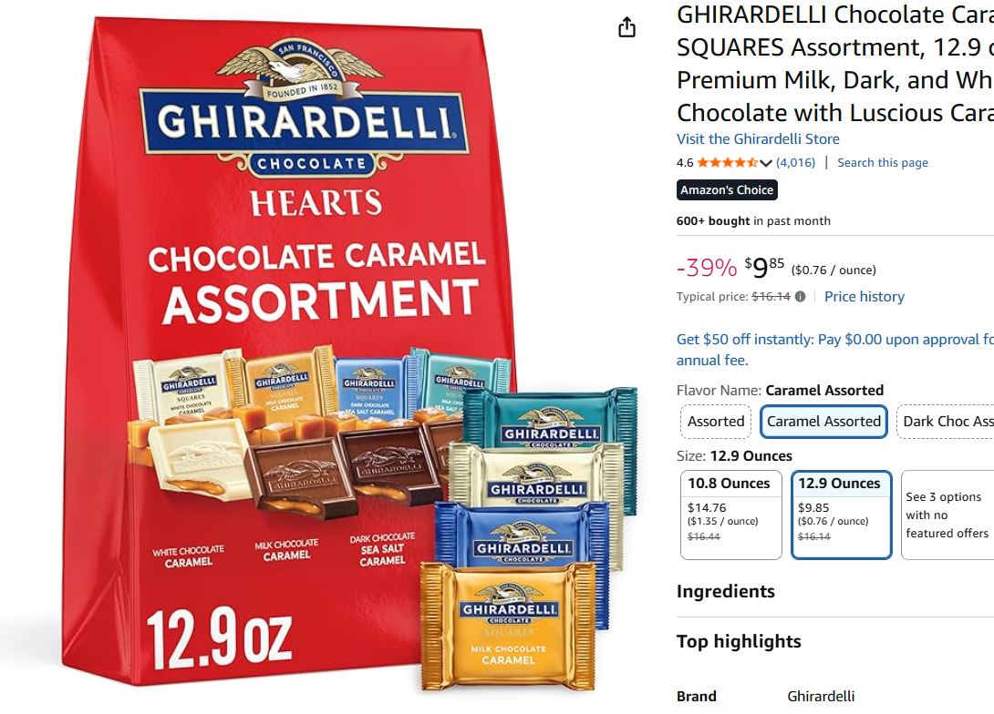 12.9oz Ghirardelli Chocolate Caramel Squares Variety Pack only $9.85
Click amzn.to/4bQNH4S
.