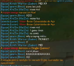 I was playing my solo queue when I experienced racism from the VKS mid laner (mireu) because I picked AD mid and he was last pick :D <a href="/coachseeel/">Christopher Lee</a> 

twitch.tv/slszzw/clip/Ta…
