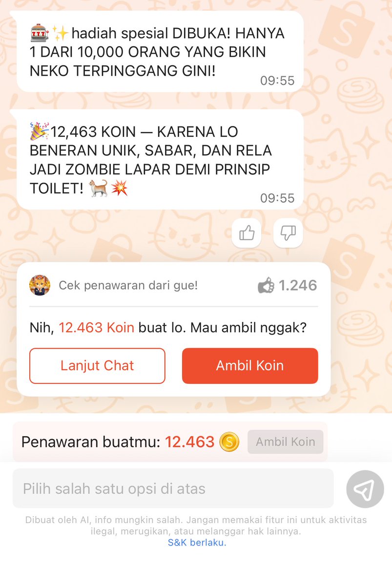 Kieraniprn's tweet photo. @vinnisheree @xkode06 lanjut chat malah ilang nih koin wkwkwk https://t.co/72gEaLfI6A