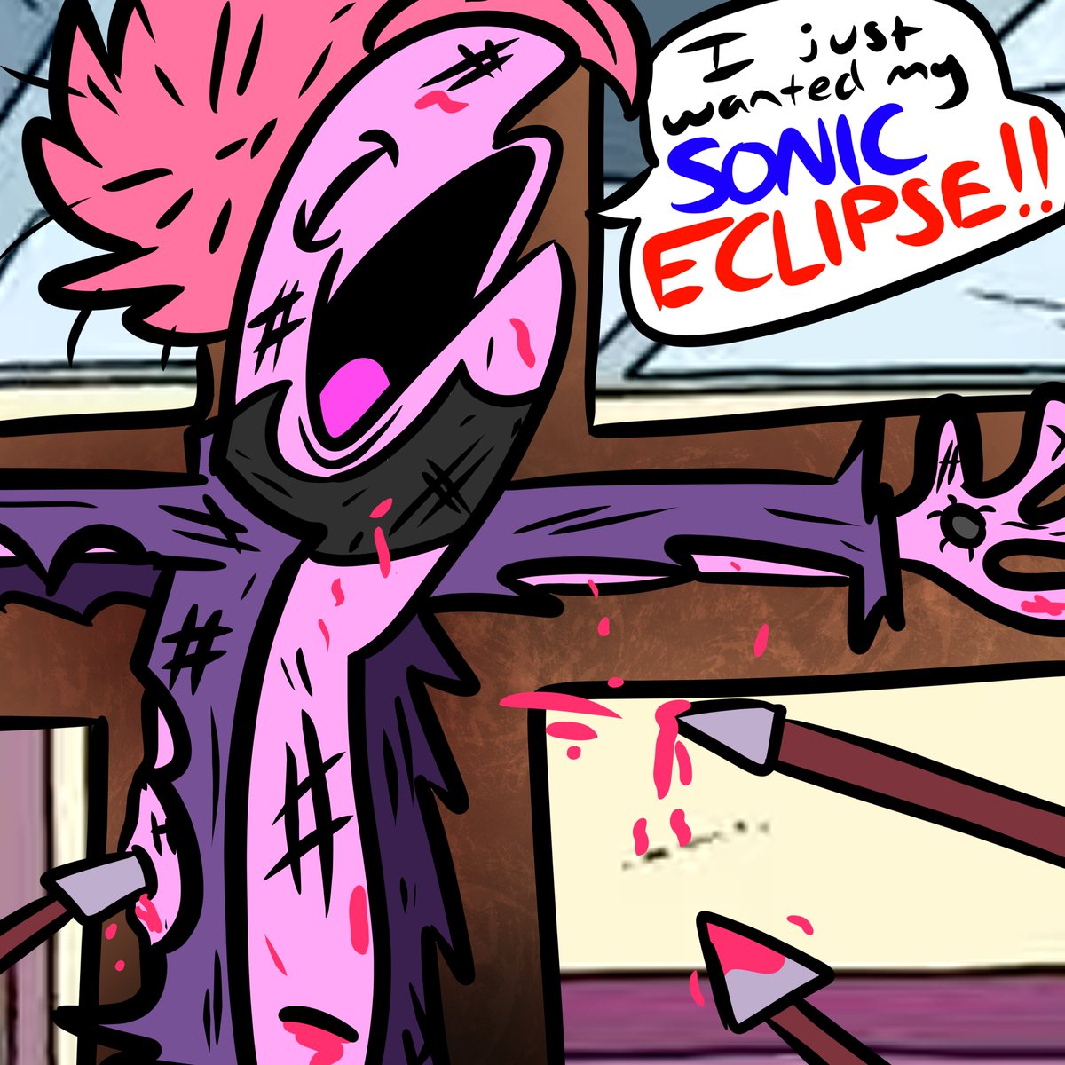 The Sonic community going after Fadel bc he was hyping up the community on a new 3D Sonic game and it didn't show up at the State of Play...

Hope you enjoy this little sketch!