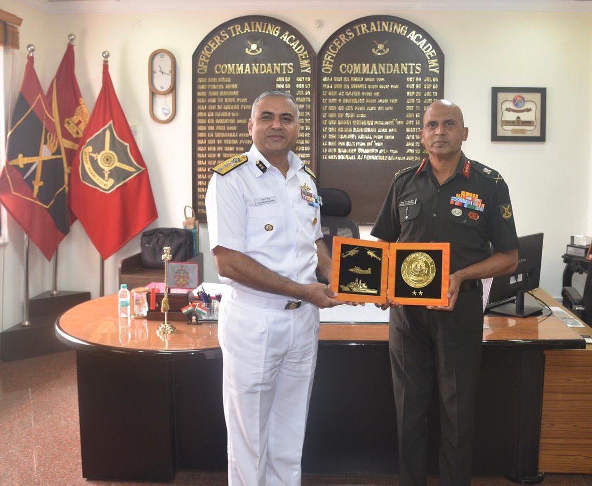 Def_PRO_Chennai's tweet photo. #InspectorGeneral Yoginder
Dhaka, TM, Commander
@IndiaCoastGuard Region (East) called on Lt Gen Michael Anthony Jude Fernandez, AVSM, VSM, Commandant, #OfficersTrainingAcademy on 11 Feb ‘26.

Interactions focused on futhering interservice #Synergy &amp; #Jointmanship

#OTA
#WeProtect https://t.co/lo85T2UAyg