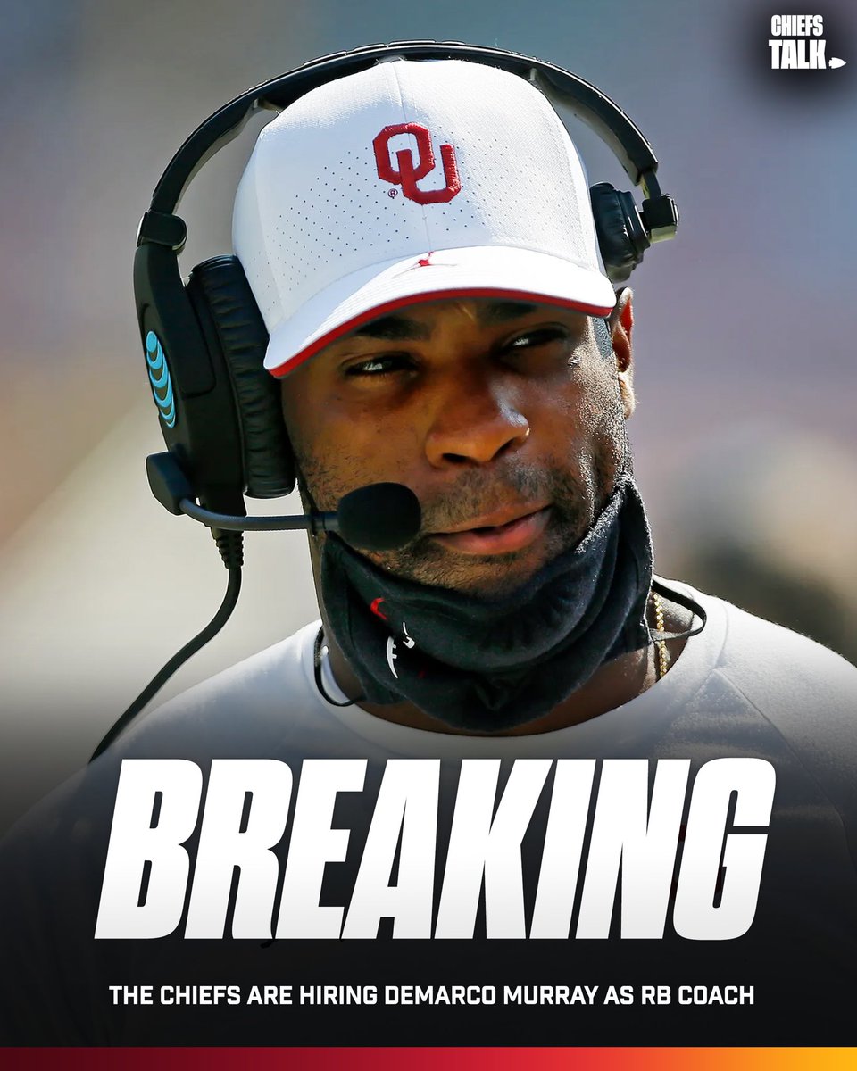 BREAKING: The Chiefs are hiring Oklahoma Sooners running back coach DeMarco Murray to be the new running backs coach in KC.

Per @jordanschultz