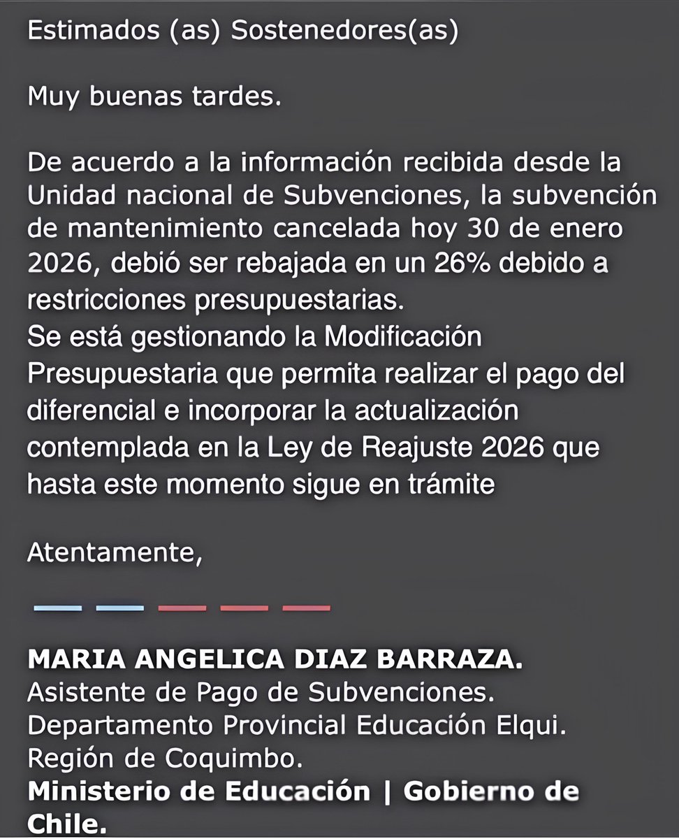 📰 Ministerio de Educación recorta pagos en subvención a colegios por "restricciones presupuestarias"

🔴 Mediante un correo electrónico, Ios sostenedores fueron notificados sobre el recorte.