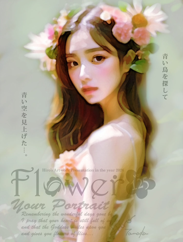 Flower125… 青い鳥を探して… #女性画 #YourPortrait #人物画 #美人画