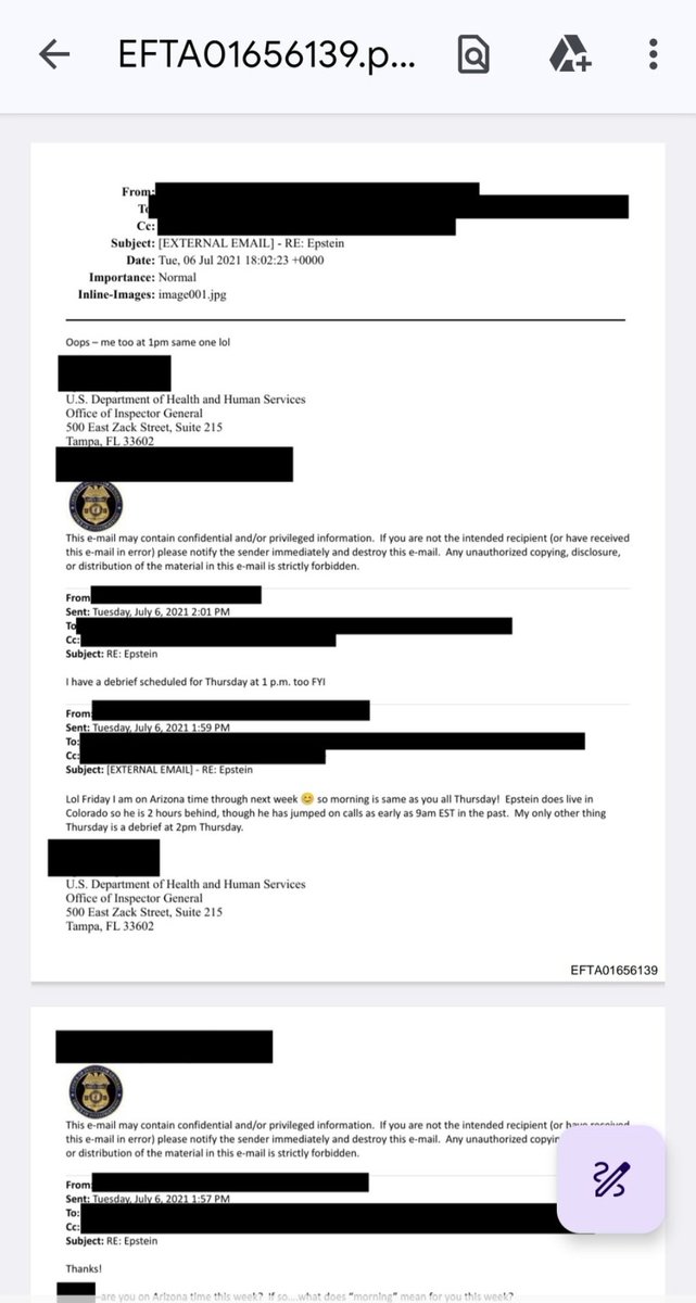 AreOhEssEyeEe's tweet image. 🚨EPSTEIN IS ALIVE🚨

Emails in the Epstein files dated July 6 2021 from the U.S Department of Health and Human Services discuss how Jeffrey Epstein lives in Colorado.

"Epstein does live in  Colorado so he is 2 hours behind, though he has jumped on calls as early as 9am EST in…