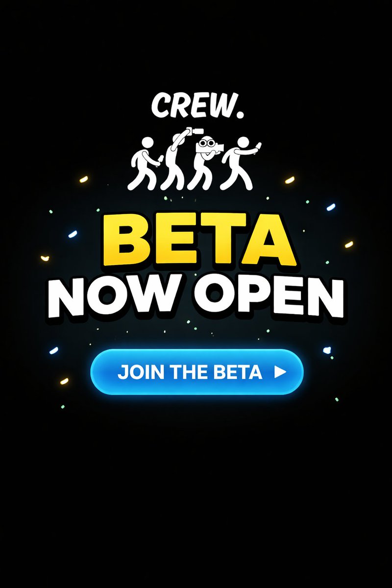 bengibanks's tweet photo. Crew is officially in beta.

We’re looking for serious:

• Videographers
• Photographers
• Editors
• Drone pilots
• Production crew
If you want early access and to help shape it, reply “CREW” or DM me.

https://t.co/NT556xZEE7 https://t.co/PEla5TiaBh