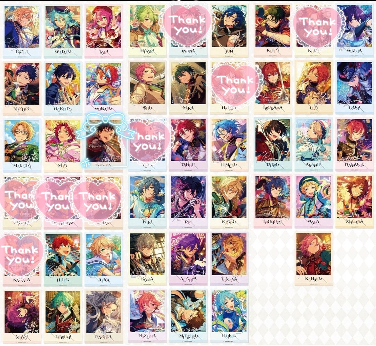 a_hiroin's tweet photo. 【交換/買取】あんスタ 中国 星幻時序ポラロイド　星幻ポラ 第5弾 1箱代行依頼済み
譲)英智渉桃李弓弦北斗スバル真真緒一彩藍良マヨイ巽凪砂日和ジュン宗みか燐音HiMERUニキ零薫晃牙アドニス友也なずな光創敬斗颯馬司レオ泉凛月嵐夏目つむぎ宙こはく
求)鉄虎
お声がけ重なる場合まとめて優先
郵送にて https://t.co/FZLkNobMxJ