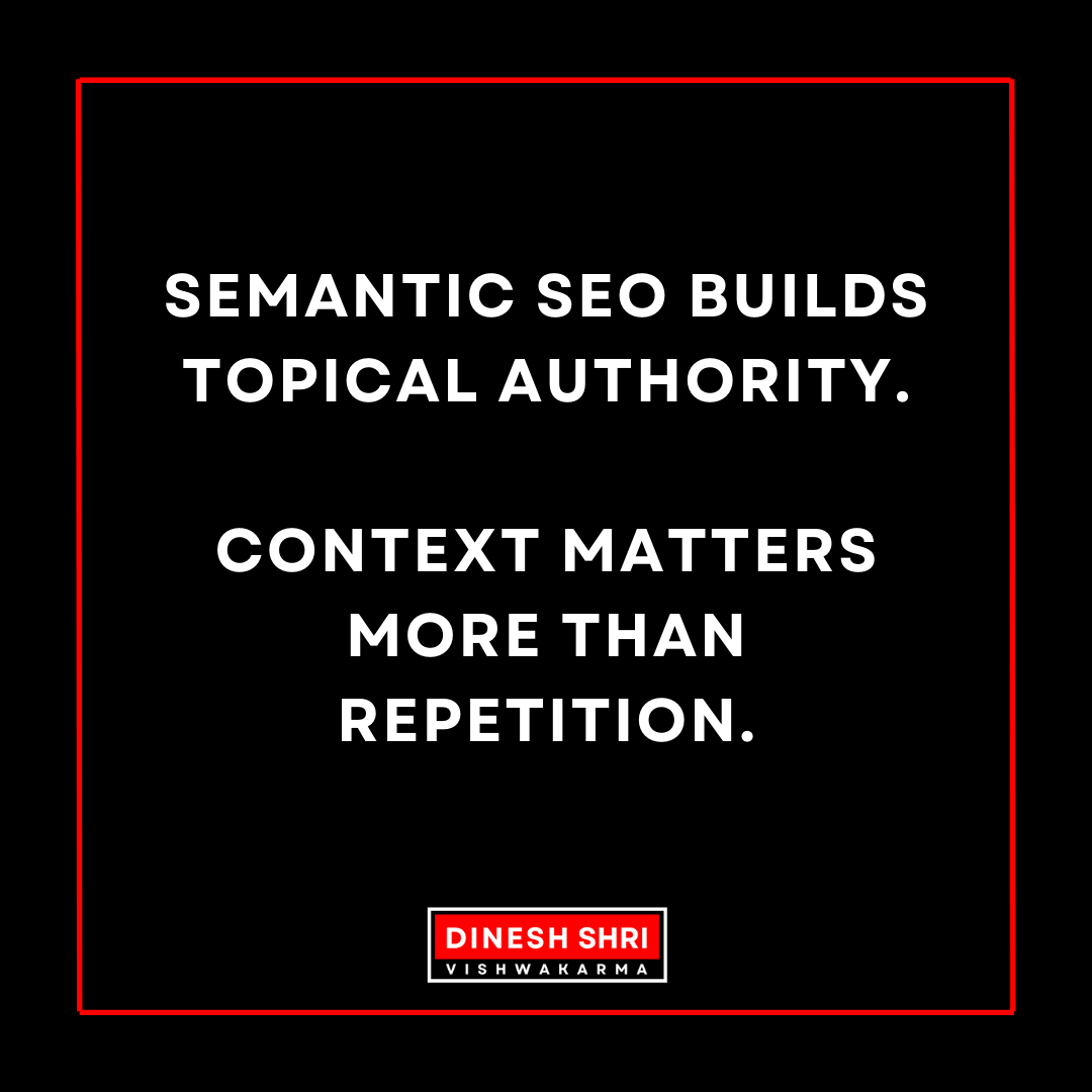 DINESHSVI's tweet photo. Semantic SEO builds topical authority.
Context matters more than repetition.
#SEO #SemanticSEO #TopicalAuthority #SearchOptimization #DineshShriVishwakarma #TechWorld26India https://t.co/0A5eVfkfe2