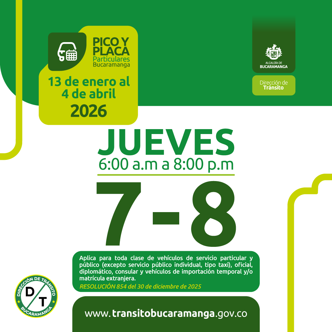 transito_bga's tweet photo. ¡Atentos al #PicoyPlacaBGA !
Este jueves 12 de febrero no circulan los carros particulares y motocicletas con placas terminadas en 7⃣ y 8⃣.
#EvitaSanciones https://t.co/HBGaErRSnn