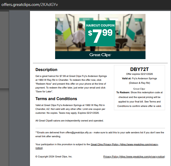 GreatClips_'s tweet photo. $7.99 Great clips coupons February 2026 Arizona https://t.co/54KPoOdeCZ