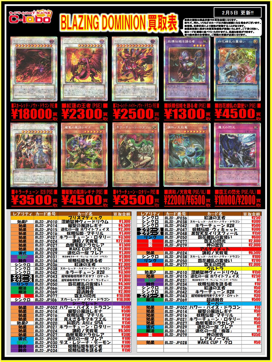 遊戯王OCG 買取情報‼️】 最新弾「BLAZING DOMINION」の買取POPを更新