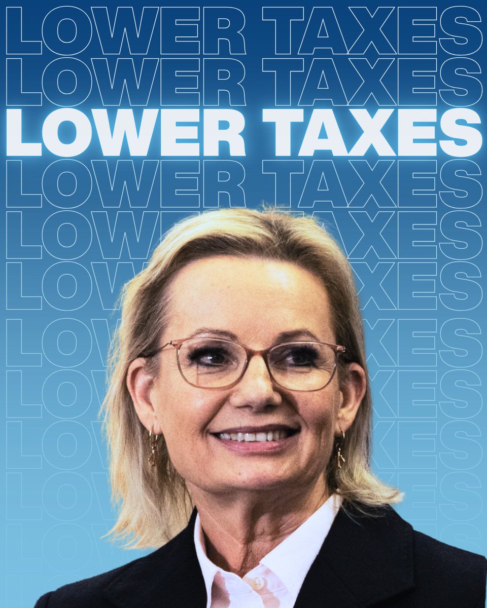 sussanley's tweet photo. Lower taxes is a foundation of the Liberal Party.
It’s a promise we make to Australians that we will respect their hard work and let them keep more of what they earn.
Under my leadership, we are restoring that promise by lowering taxes and reining in wasteful spending. 
That’s how we get the economy under control.