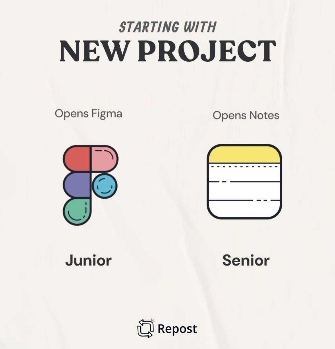UiSavior's tweet photo. Junior vs Senior energy when starting a new project 😂 https://t.co/fxNYLlg07a