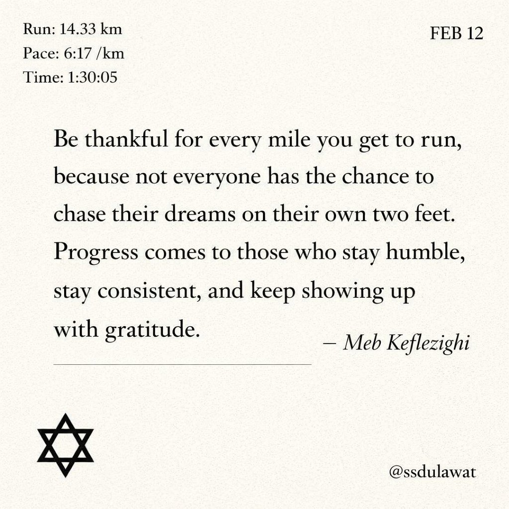 Friends, never take your health and your ability to run for granted. Every easy run is a blessing and a step forward. Today 14.33 km in 1:30:05 at 6:17/km. Grateful for the journey and the strength to keep going.

#MewariRunners #RunForBrightIndia 🇮🇳 #ssdulawat #Running