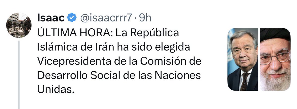 <a href="/isaacrrr7/">Isaac</a> El imbécil que la preside (Guterres) es defensor de genocidas, terroristas y zurdos de mierd💩. ¿Qué podía salir mal?
