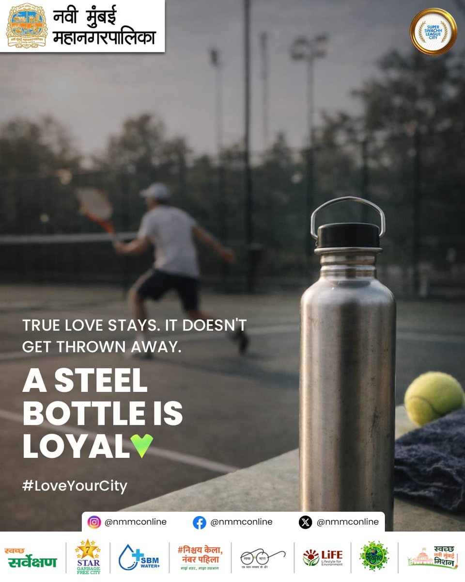 NMMConline's tweet photo. Every small choice we make shapes the future of our city. What we carry today should not become tomorrow’s pollution.

Let’s switch to sustainable habits and protect the spaces we love. A cleaner Navi Mumbai begins with responsible decisions.

#LoveYourCity #SwachhNaviMumbai #ChooseReusable #SustainableLiving #NMMC