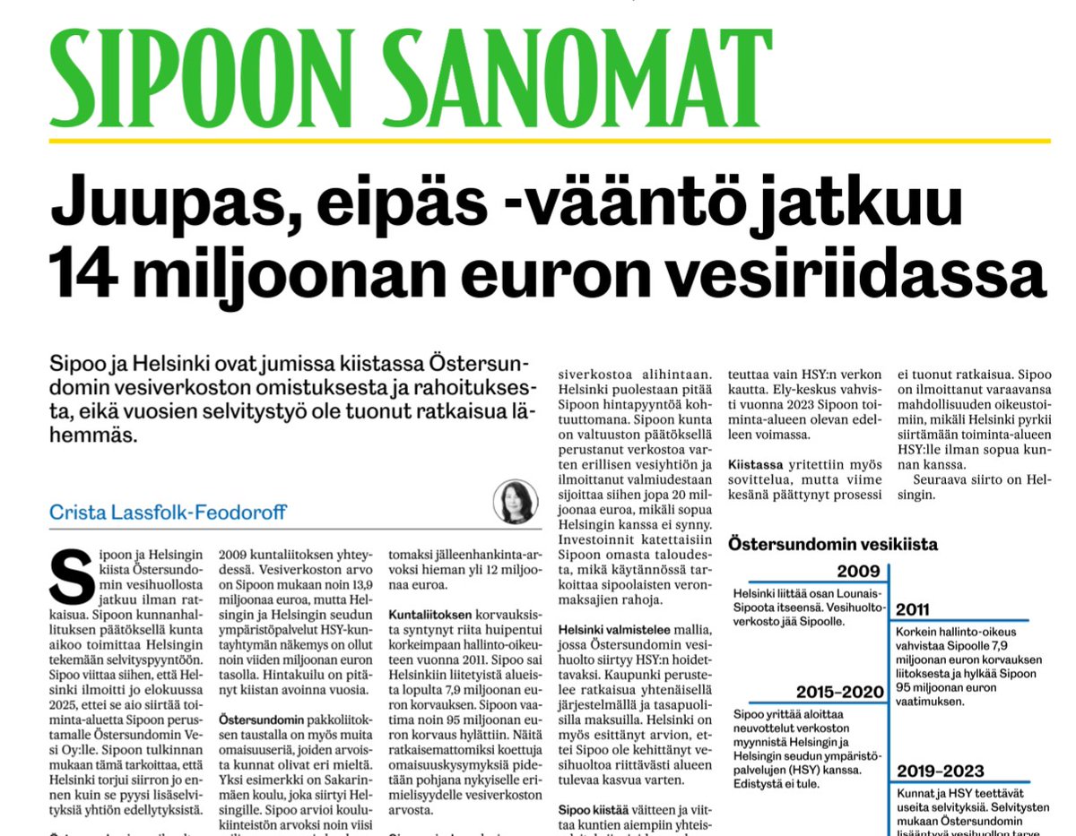 FalletSibbo's tweet photo. Sipoon Sanomat 12.2.2026 https://t.co/NC8hge2x1e
