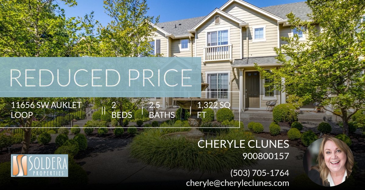 CheryleClunes's tweet photo. 📍 Reduced Price 📍 This recently reduced home at 11656 Sw Auklet Loop in Beaverton won't last long, so, don't wait to set up a showing! Reach out here or at (503) 705-1764 for more information!

Helping YOU Make YOUR Real Estate D... https://t.co/70JPpvCJiC https://t.co/7X3ZzQw85C