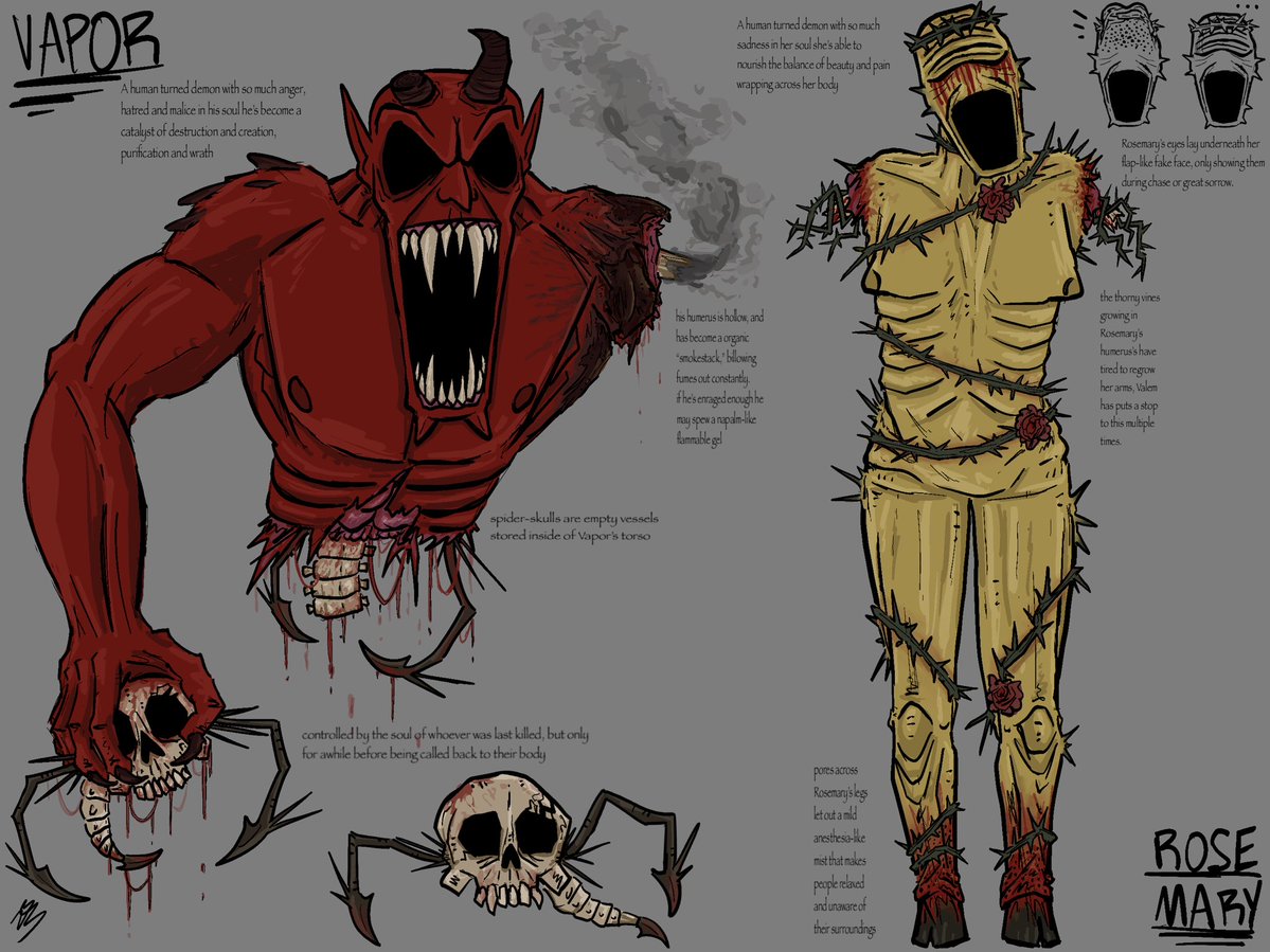 finished my fan designs of Vapor and Rosemary 🥹
#pillarchase #pillarchase2 #pillarchase2fanart