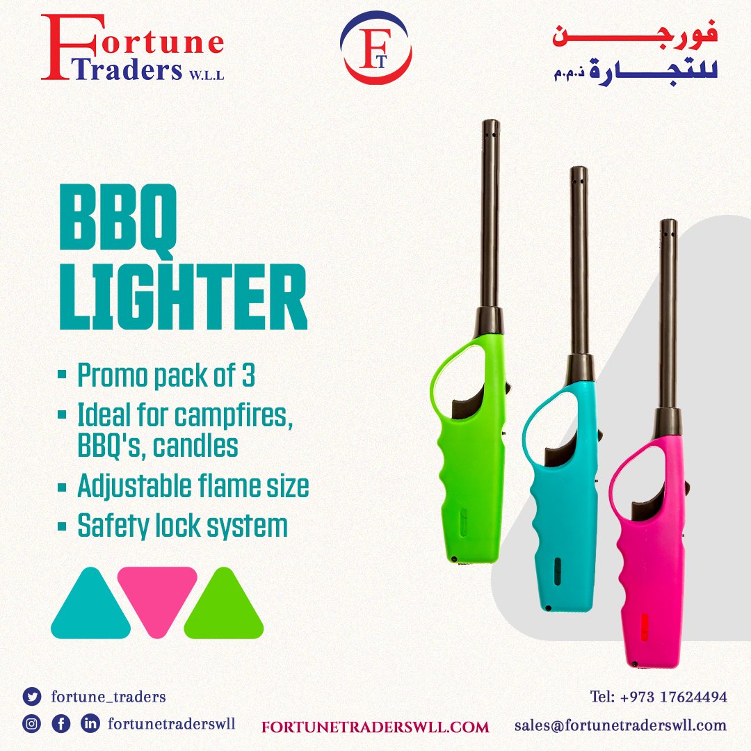fortune_traders's tweet photo. Light up every moment with the BBQ Lighter 🔥

Designed for safety, convenience, and everyday use, these long BBQ lighters are perfect for campfires, BBQs, candles, and more.

📞 +973 17624494 | 📩sales@fortunetraderswll.com

#BBQLighter #KitchenEssentials #BBQAccessories https://t.co/42BQWqauPW