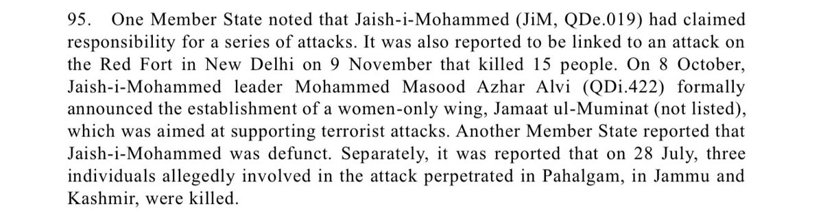 AdityaRajKaul's tweet photo. #BREAKING: UNSC Sanctions Monitoring Team Flags Pakistani Terror Group Jaish e Muhammad’s role in Terror Attack in New Delhi’s Red Fort on Nov 10 and how Masood Azhar of Jaish has now formed a women’s wing of the terror group. https://t.co/9LVjmEwz2u