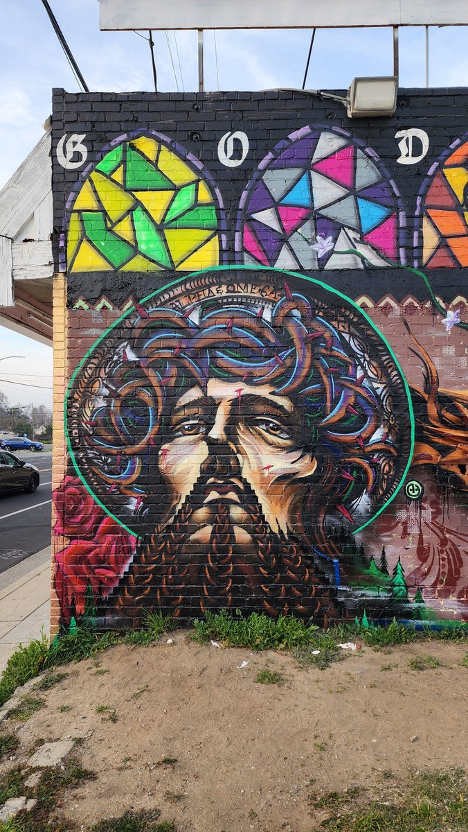WERKOTBOT's tweet photo. Alpha and Omega painting by Werk Otbot 🌊🌊🌊

#Ordrkaos 
#Jesusgraffiti
#Streetart https://t.co/QHJWBlW1kF