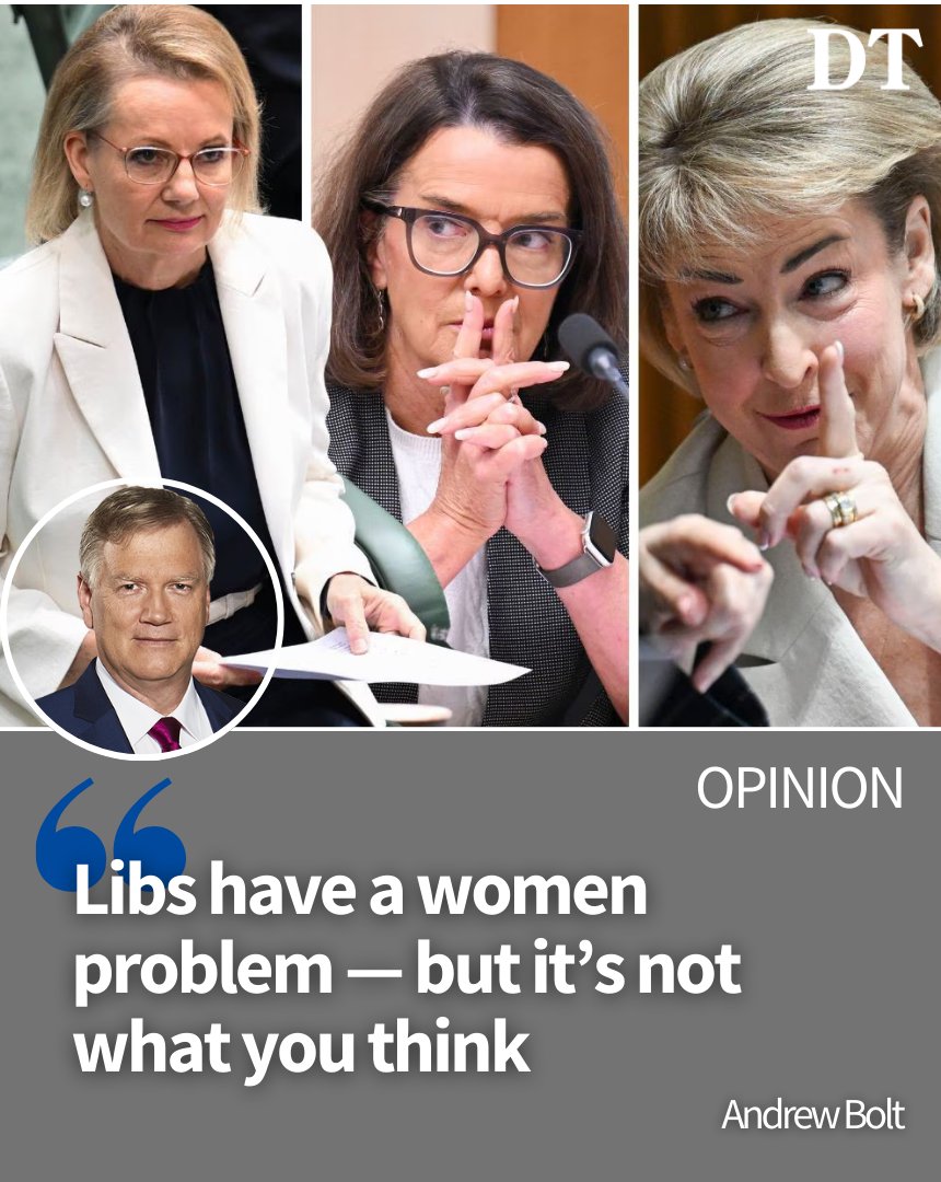 dailytelegraph's tweet photo. #OPINION 🎤 The broken Liberal Party has never been so women-led in its history, and rarely has it had such a seemingly feminised leadership style — but never has it seemed so bereft of leadership, writes #AndrewBolt.

READ: https://t.co/urUo6lVsfa https://t.co/wcUOT9Qqsg