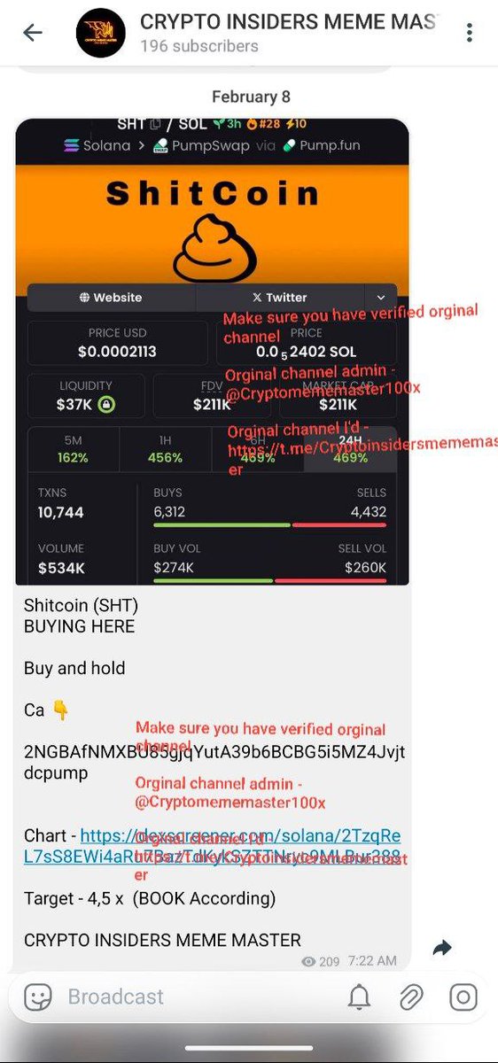 MemesMaster100x's tweet photo. Gm everyone@
$sht #shitcoin 6.67x from early alpha call 

Subscribers hit top traders list on dex screener

Giving away $5000 from profits.I will choose first 100 wallets.
Drop your $SOL addy below https://t.co/an2PihSuwC