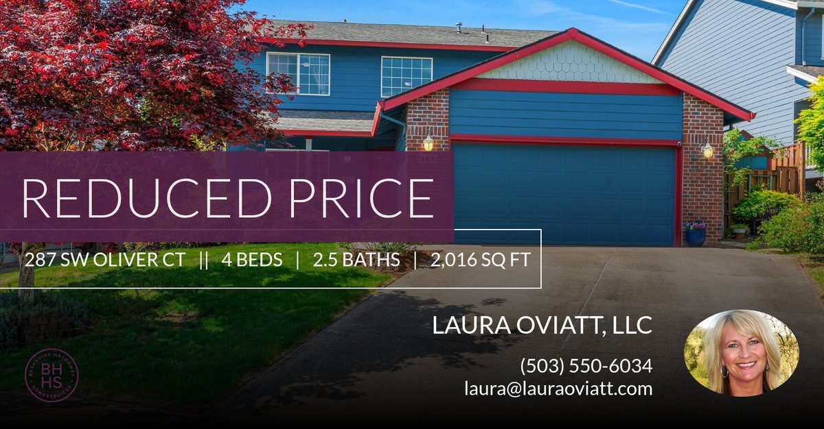 OviattLaura's tweet photo. 📍 Reduced Price 📍 This recently reduced home at 287 Sw Oliver Ct in Dundee won't last long, so, don't wait to set up a showing! Reach out here or at (503) 550-6034 for more information!

Laura Oviatt, LLC
Principal Real Estate Br... https://t.co/5LXxEKAxjz https://t.co/ib2VyYpBJ8
